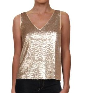 Rachel Zoe Sleeveless V-Neck Sequin Blouse Size S NWT